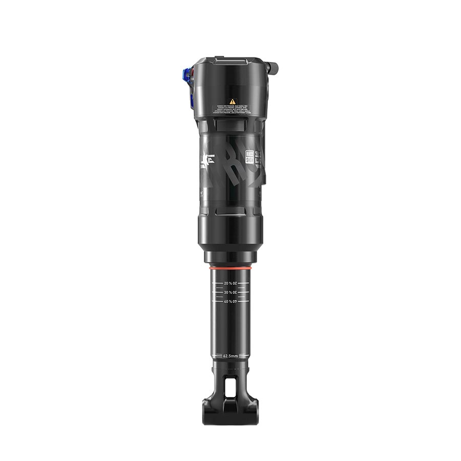 RockShox, Super Deluxe Thru Shaft RCT, Rear shock, 230x62.5, Shaft Eyelet: Trunnion, Body Eyelet: Yoke, 0Neg, Progressive,0Pos, MReb/MComp, 380Lockout