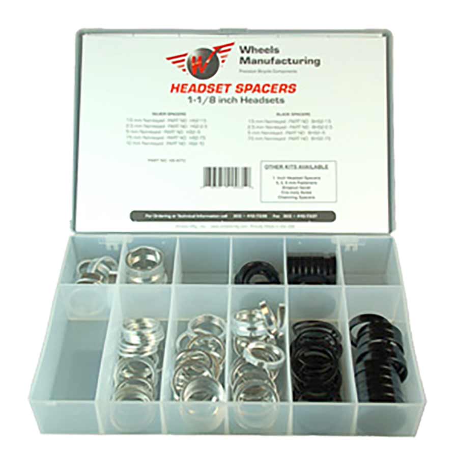 Wheels Manufacturing, Headset Spacer, 1-1/8'', Height: 1.5mm/2.5mm/5mm/7.5mm/10mm, Aluminum, 105pcs