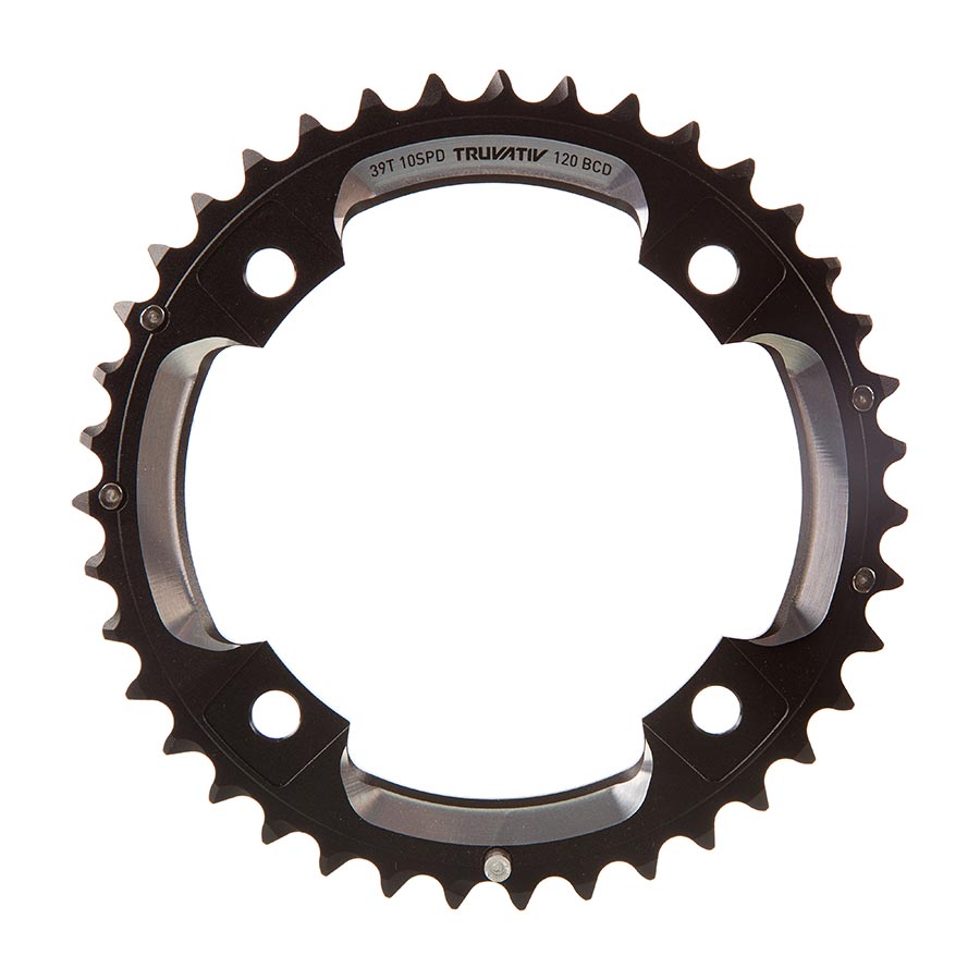 SRAM, 39T, 10 sp, BCD 120mm, 4-Bolt, All 26/39, Outer Chainring, For S-pin BB30 2x10, Aluminum, Black, 11.6215.188.270