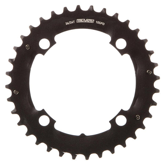 SRAM, 36T, 10 sp, BCD 104mm, 4-Bolt, Outer Chainring, For MTB double, Aluminum, Black, 11.6215.188.320