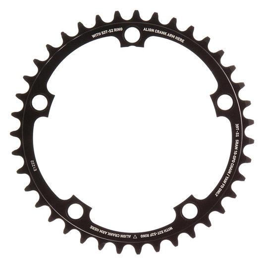 SRAM, 39T, 10 sp, BCD 130mm, 5-Bolt, Red 2012, Inner Chainring, For 39/53, Aluminum, Black, 11.6218.000.001