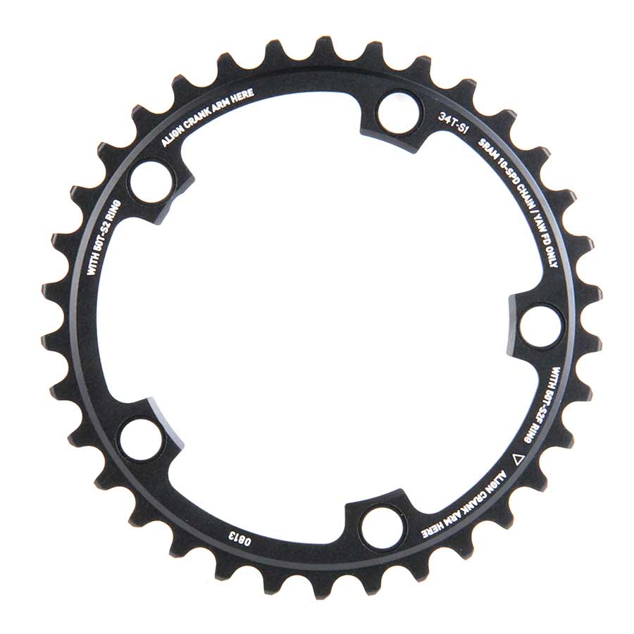 SRAM, 34T, 10 sp, BCD 110mm, 5-Bolt, Red 2012, Inner Chainring, For 34/50, Aluminum, Black, 11.6218.001.001