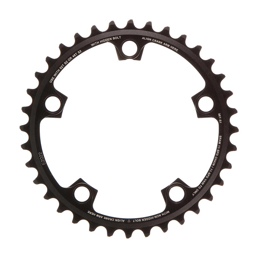 SRAM, 36T, 11sp, BCD: 110mm, 5 Bolts, Red X-Glide, Inner Chainring, For 36/46 or 36/52, Aluminum, Black, 11.6218.010.009