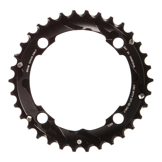 SRAM, 34T Chainring, 10sp, BCD: 104, Aluminum, Black