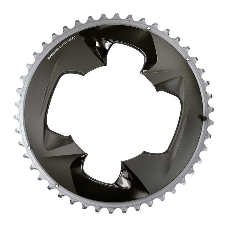 SRAM, Force AXS 2x, Chainring, Teeth: 33, Speed: 12, BCD: 107, Bolts: 4, Inner, Aluminum, Black