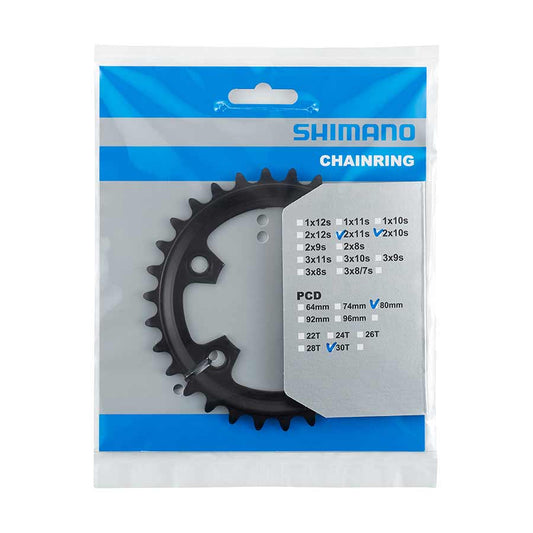 Shimano, GRX FC-RX600 2x10 / 2x11, Chainring, Teeth: 30, Speed: 10/11, BCD: 80, Bolts: 4, Inner, Aluminum, Black