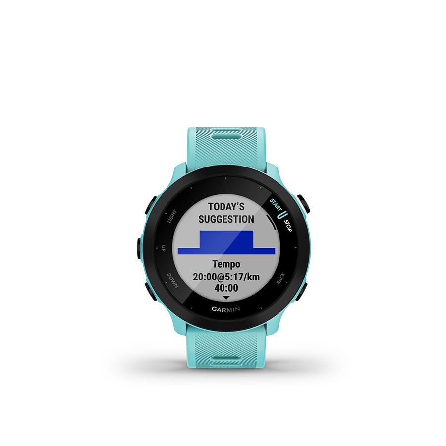 Garmin, Forerunner 55, Watch, Watch Color: Aqua, Wristband: Aqua - Silicone