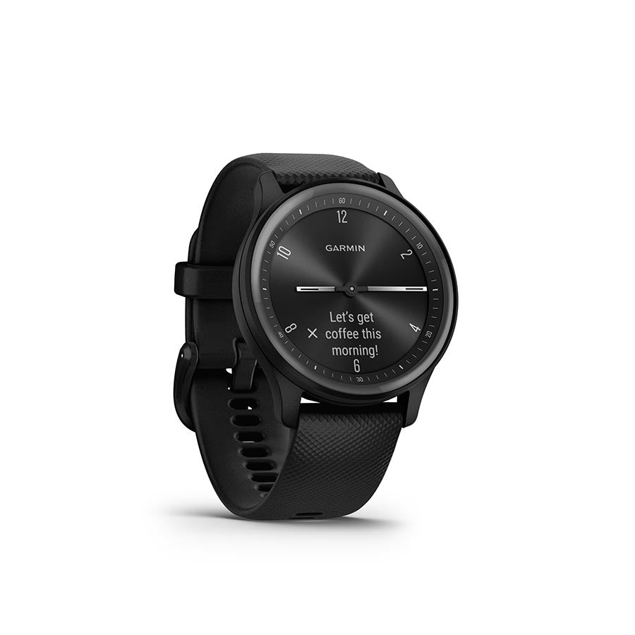 Garmin, vivomove Sport, Watch, Watch Color: Black, Wristband: Black - Silicone