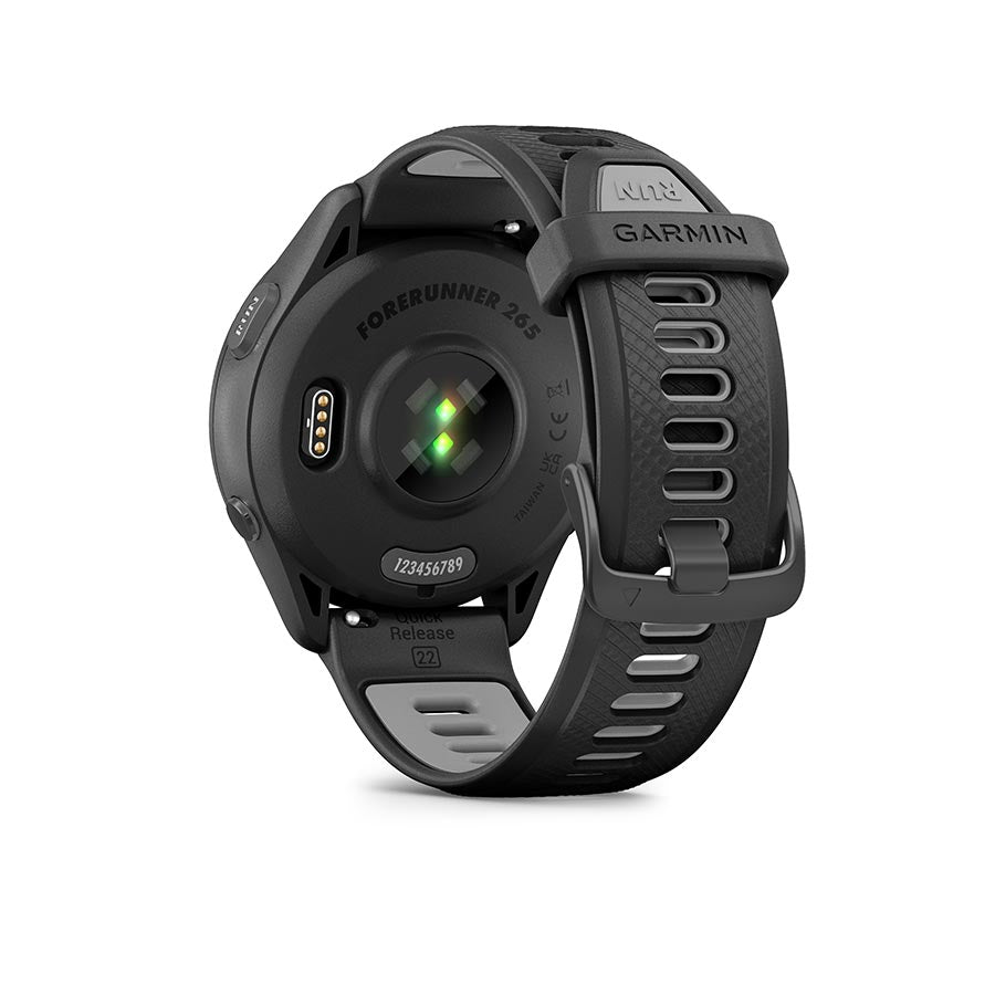 Garmin, Forerunner 265 Music, Watch, Watch Color: Black, Wristband: Black/Powder Grey - Silicone