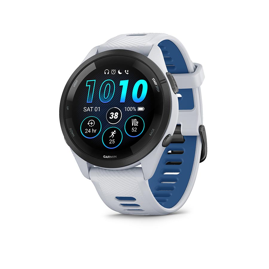 Garmin, Forerunner 265 Music, Watch, Watch Color: Black, Wristband: Black/Powder Grey - Silicone