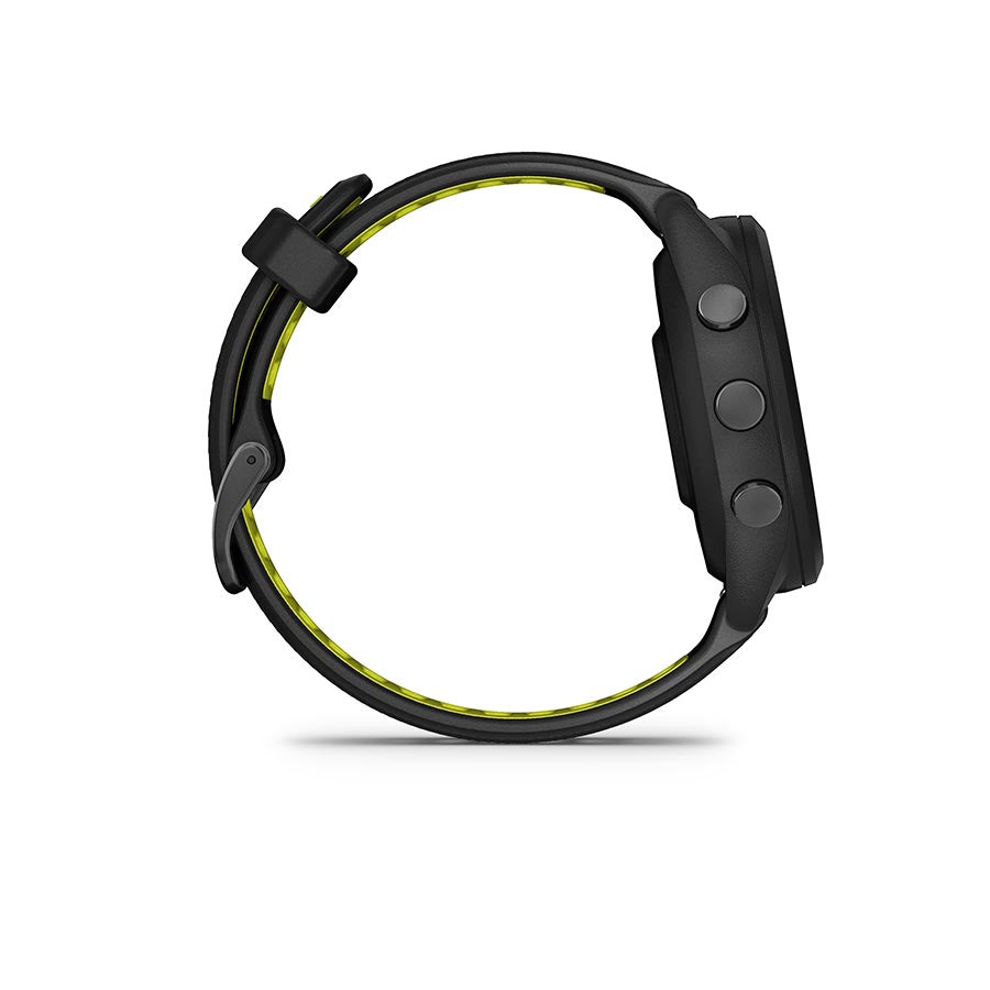 Garmin, Forerunner 265S Music, Watch, Watch Color: Black, Wristband: Black/Amp Yellow - Silicone