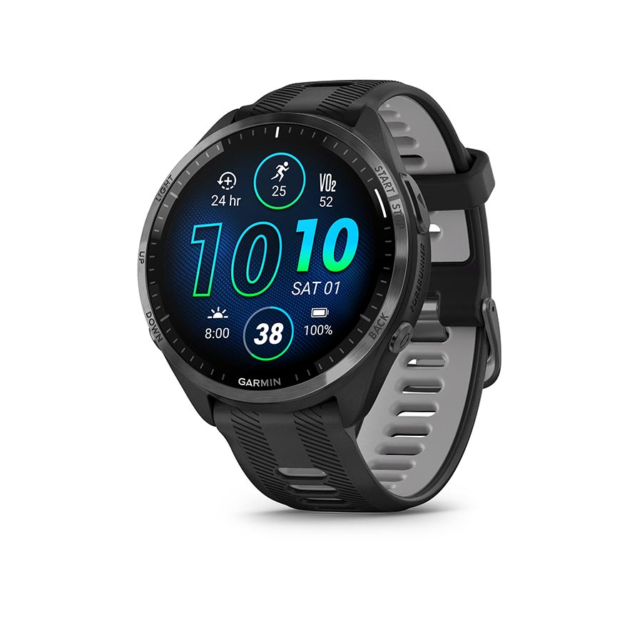 Garmin, Forerunner 965, Watch, Watch Color: Black, Wristband: Black/Powder Grey - Silicone