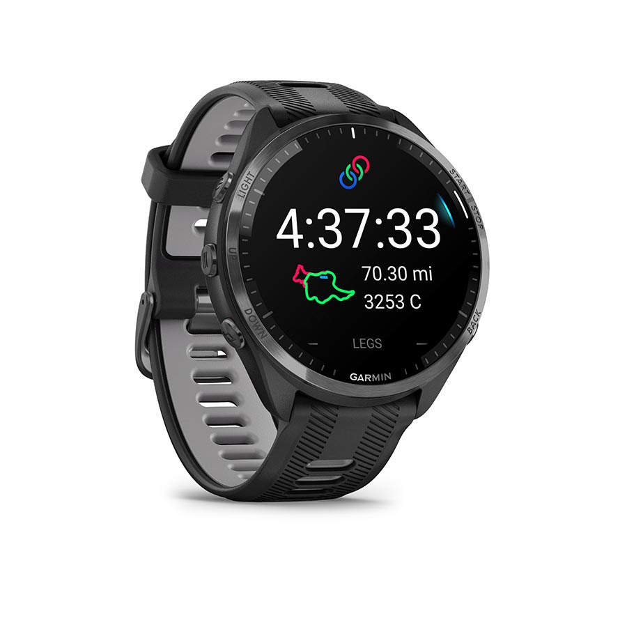 Garmin, Forerunner 965, Watch, Watch Color: Black, Wristband: Black/Powder Grey - Silicone