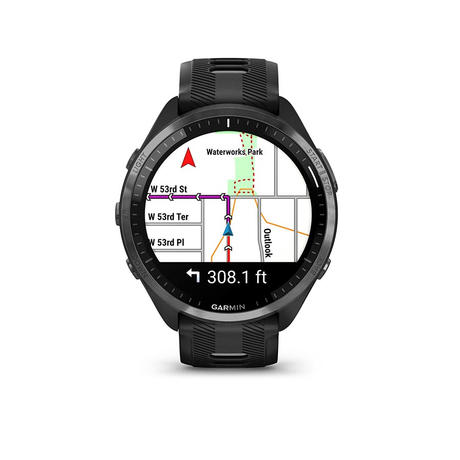 Garmin, Forerunner 965, Watch, Watch Color: Black, Wristband: Black/Powder Grey - Silicone