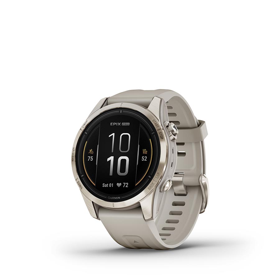 Garmin, Epix Pro Sapphire Edition 42mm, Watch, Watch Color: Soft Gold, Wristband: Light Sand - Silicone