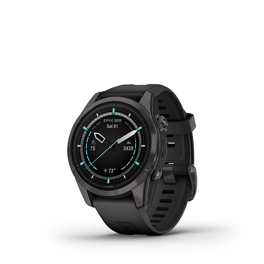 Garmin, Epix Pro Sapphire Edition 42mm, Watch, Watch Color: Titanium, Wristband: Black - Silicone