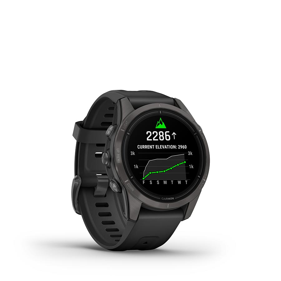 Garmin, Epix Pro Sapphire Edition 42mm, Watch, Watch Color: Titanium, Wristband: Black - Silicone