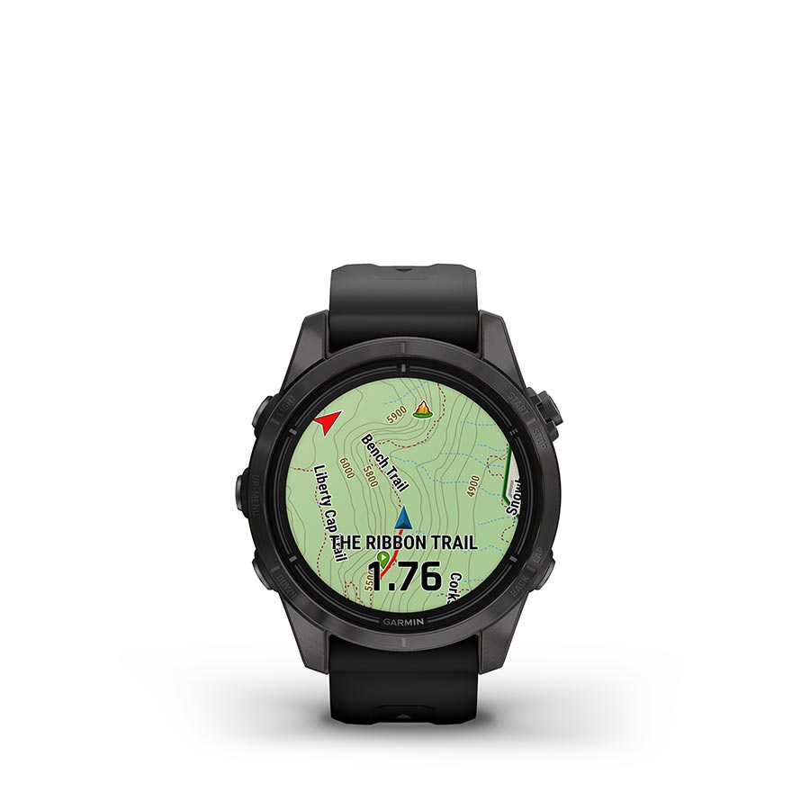 Garmin, Epix Pro Sapphire Edition 42mm, Watch, Watch Color: Titanium, Wristband: Black - Silicone