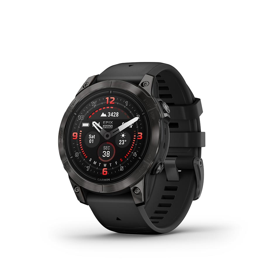 Garmin, Epix Pro Sapphire Edition 47mm, Watch, Watch Color: Titanium, Wristband: Black - Silicone