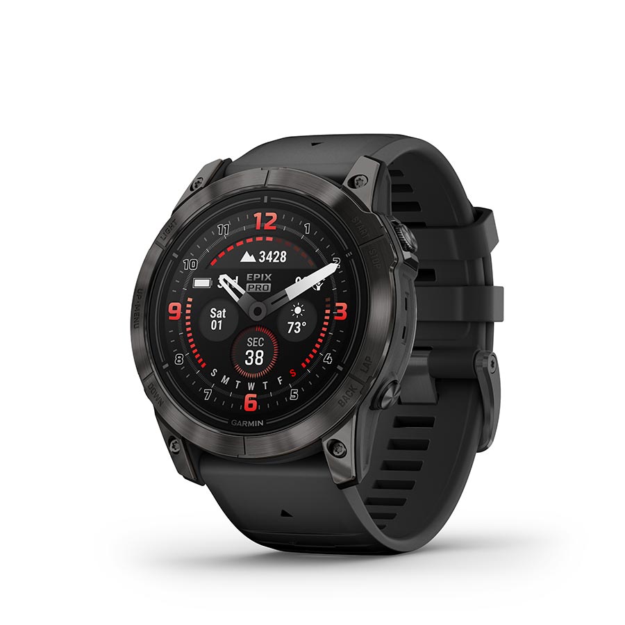 Garmin, Epix Pro Sapphire Edition 51mm, Watch, Watch Color: Titanium, Wristband: Black - Silicone