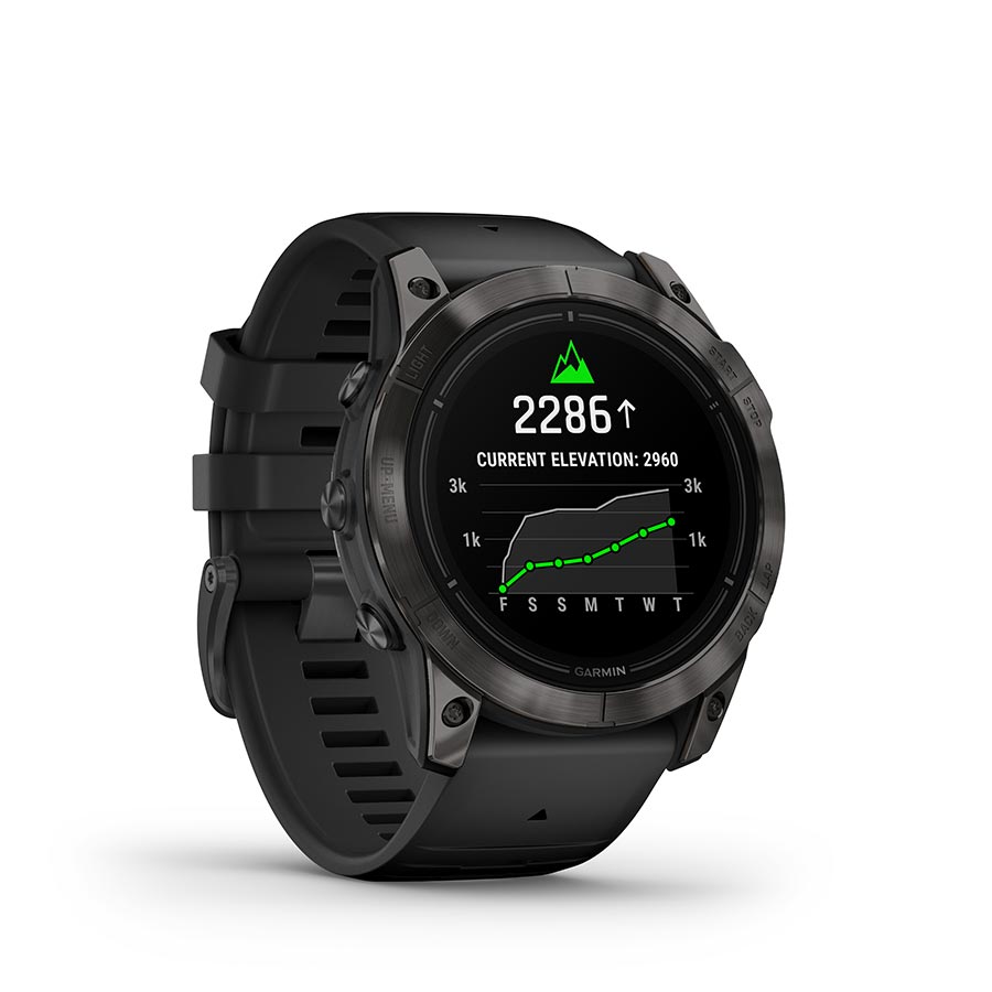 Garmin, Epix Pro Sapphire Edition 51mm, Watch, Watch Color: Titanium, Wristband: Black - Silicone