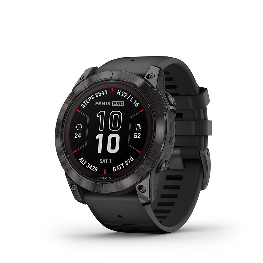 Garmin, fenix 7X Pro Sapphire Solar, Watch, Watch Color: Titanium, Wristband: Fog Grey/ Ember Orange - Silicone