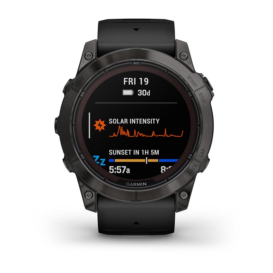 Garmin, fenix 7X Pro Sapphire Solar, Watch, Watch Color: Titanium, Wristband: Fog Grey/ Ember Orange - Silicone