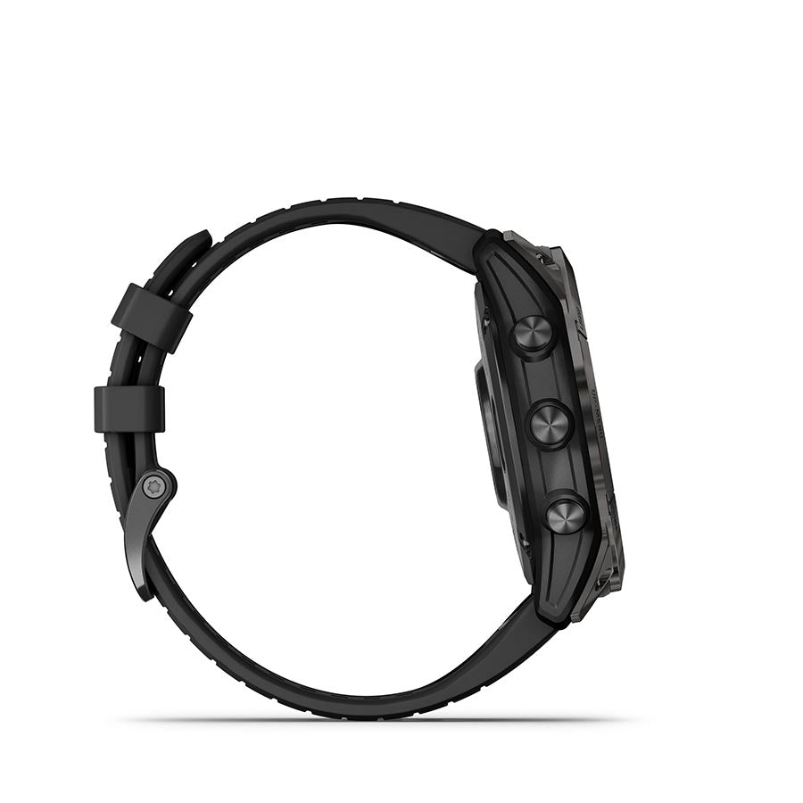 Garmin, fenix 7X Pro Solar, Glass, Watch, Watch Color: Slate Grey, Wristband: Black - Silicone