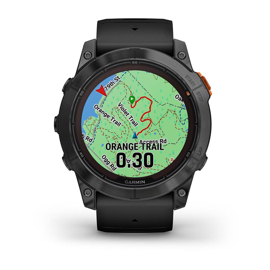 Garmin, fenix 7X Pro Solar, Glass, Watch, Watch Color: Slate Grey, Wristband: Black - Silicone