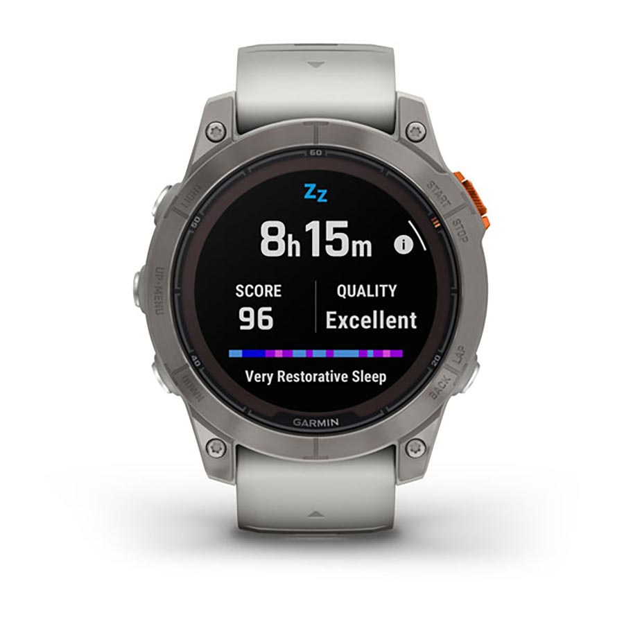 Garmin, fenix 7 Pro Sapphire Solar, Watch, Watch Color: Titanium, Wristband: Fog Grey/ Ember Orange - Silicone