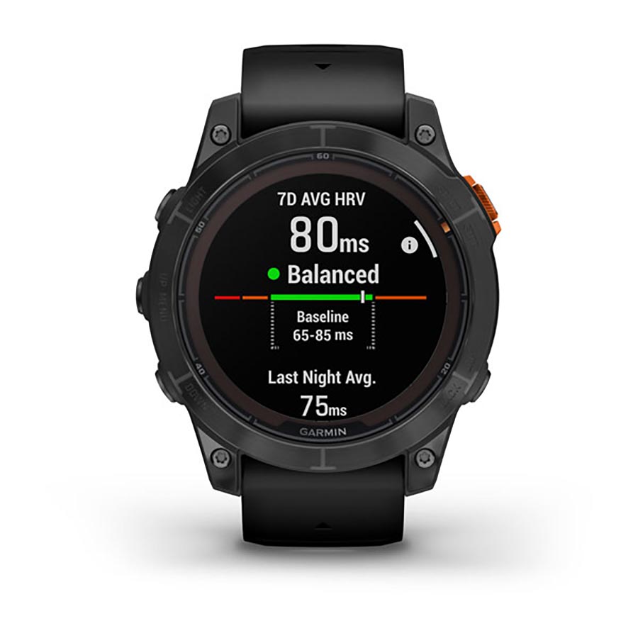 Garmin, fenix 7 Pro Solar, Glass, Watch, Watch Color: Slate Grey, Wristband: Black - Silicone