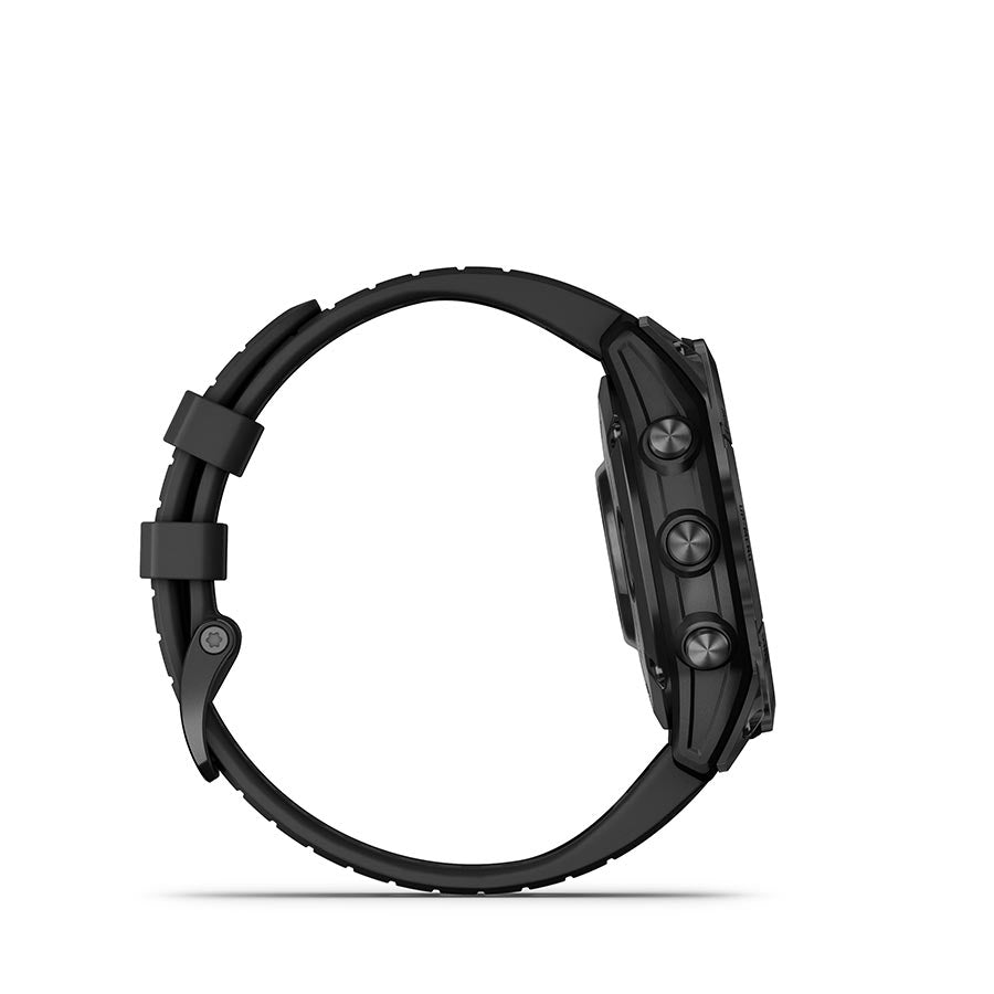 Garmin, fenix 7 Pro Solar, Glass, Watch, Watch Color: Slate Grey, Wristband: Black - Silicone