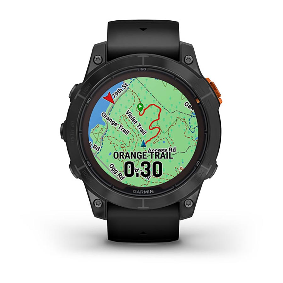 Garmin, fenix 7 Pro Solar, Glass, Watch, Watch Color: Slate Grey, Wristband: Black - Silicone