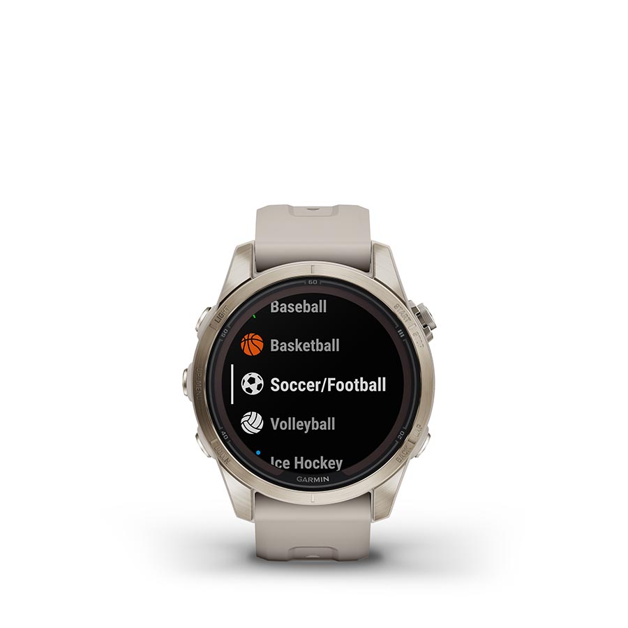 Garmin, fenix 7S Pro Sapphire Solar, Watch, Watch Color: Soft Gold, Wristband: Light Sand - Silicone