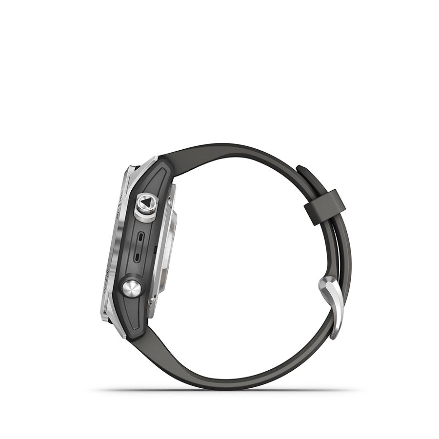 Garmin, fenix 7S Pro Solar, Glass, Watch, Watch Color: Silver/ Grey, Wristband: Graphite - Silicone