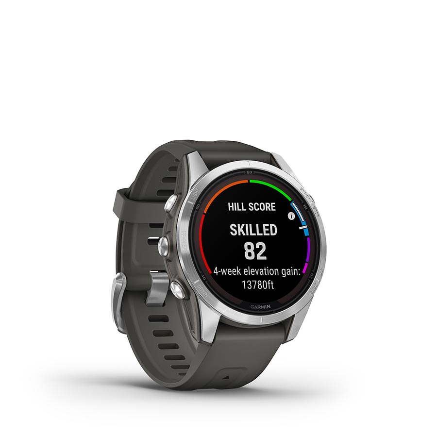 Garmin, fenix 7S Pro Solar, Glass, Watch, Watch Color: Silver/ Grey, Wristband: Graphite - Silicone