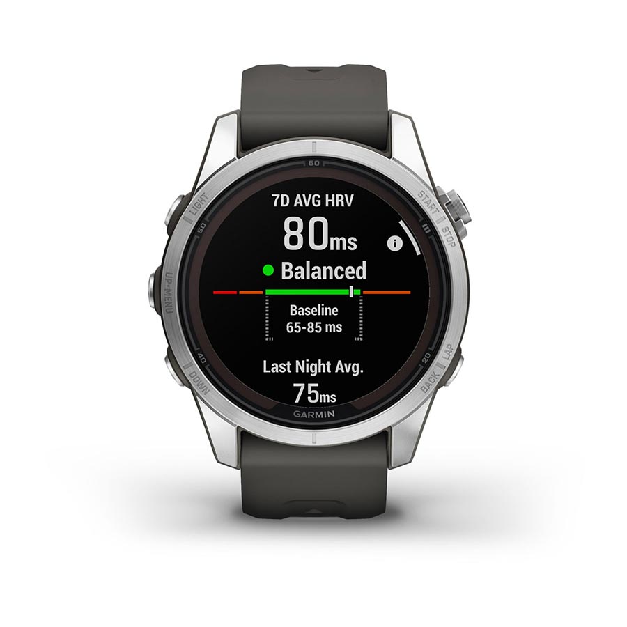 Garmin, fenix 7S Pro Solar, Glass, Watch, Watch Color: Silver/ Grey, Wristband: Graphite - Silicone