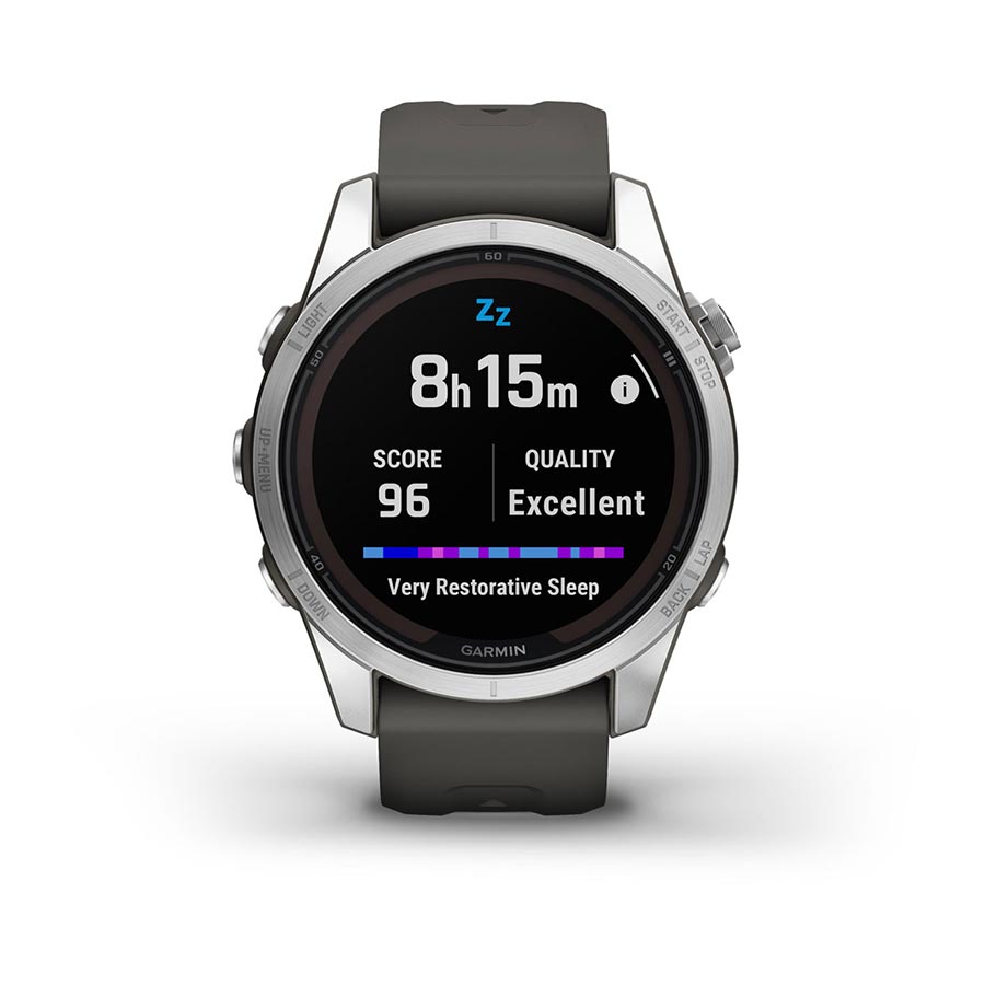 Garmin, fenix 7S Pro Solar, Glass, Watch, Watch Color: Silver/ Grey, Wristband: Graphite - Silicone