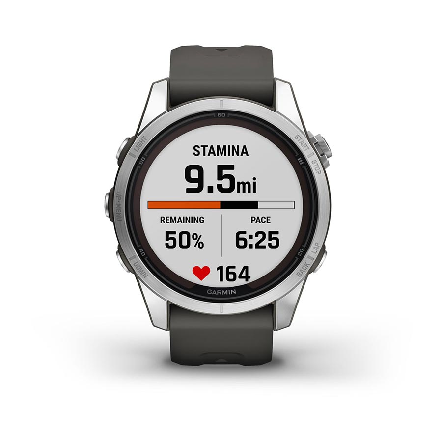 Garmin, fenix 7S Pro Solar, Glass, Watch, Watch Color: Silver/ Grey, Wristband: Graphite - Silicone