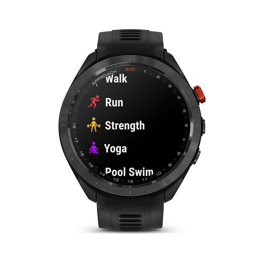 Garmin, Approach S70, Watch, Watch Color: Black, Wristband: Black - Silicone