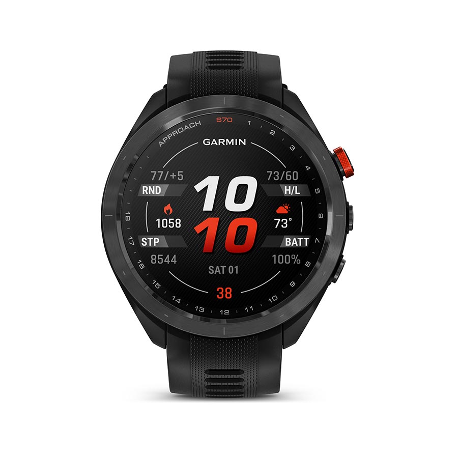 Garmin, Approach S70, Watch, Watch Color: Black, Wristband: Black - Silicone