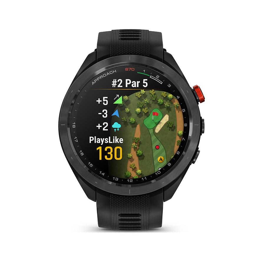 Garmin, Approach S70, Watch, Watch Color: Black, Wristband: Black - Silicone