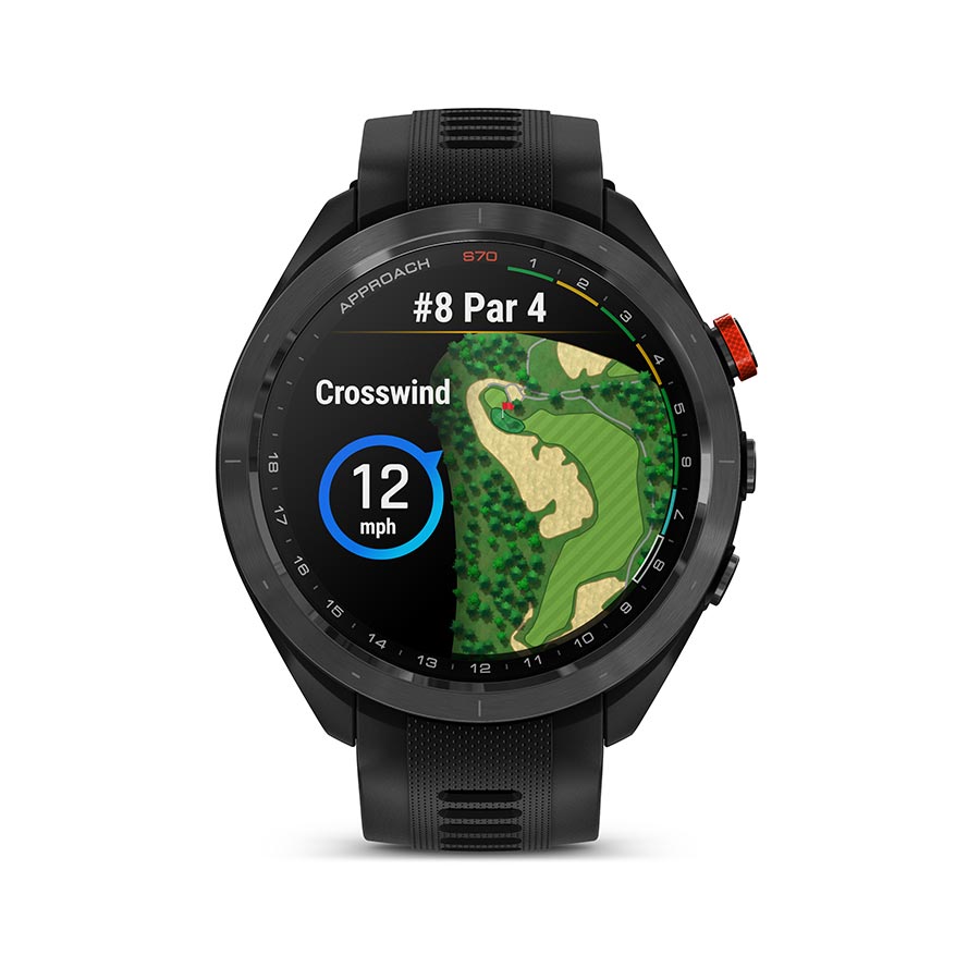 Garmin, Approach S70, Watch, Watch Color: Black, Wristband: Black - Silicone