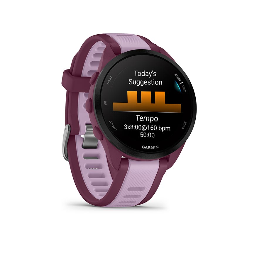 Garmin, Forerunner 165 Music, Watch, Watch Color: Berry, Wristband: Lilac - Silicone