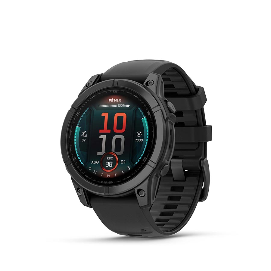 Garmin, fenix E AMOLED 47mm, Watch, Watch Color: Slate Grey, Wristband: Black - Silicone