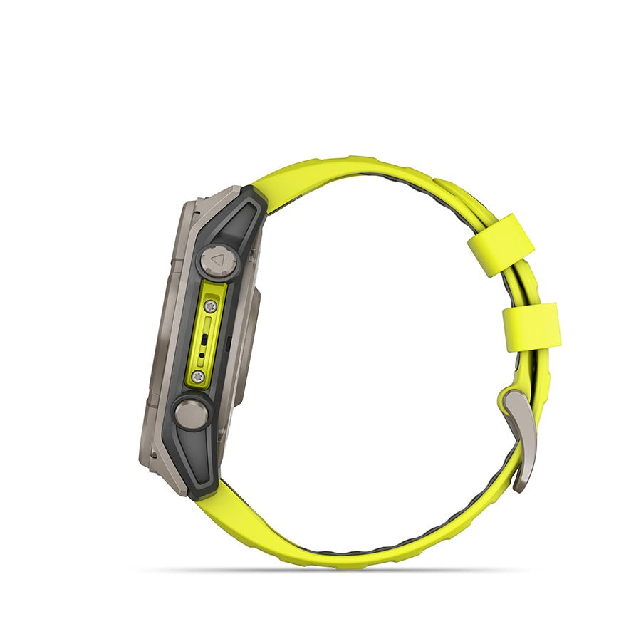 Garmin, fenix 8 Solar Sapphire 51mm, Watch, Watch Color: Titanium, Wristband: Amp Yellow/ Graphite - Silicone