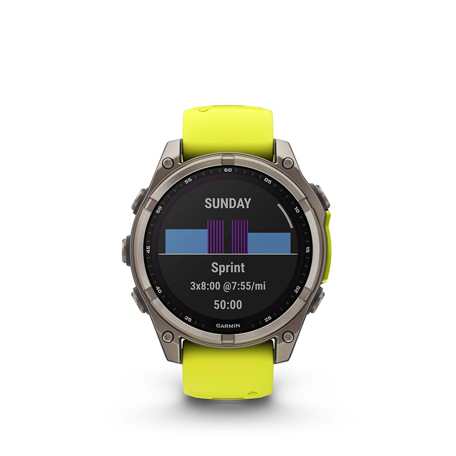 Garmin, fenix 8 Solar Sapphire 47mm, Watch, Watch Color: Titanium, Wristband: Amp Yellow/ Graphite - Silicone