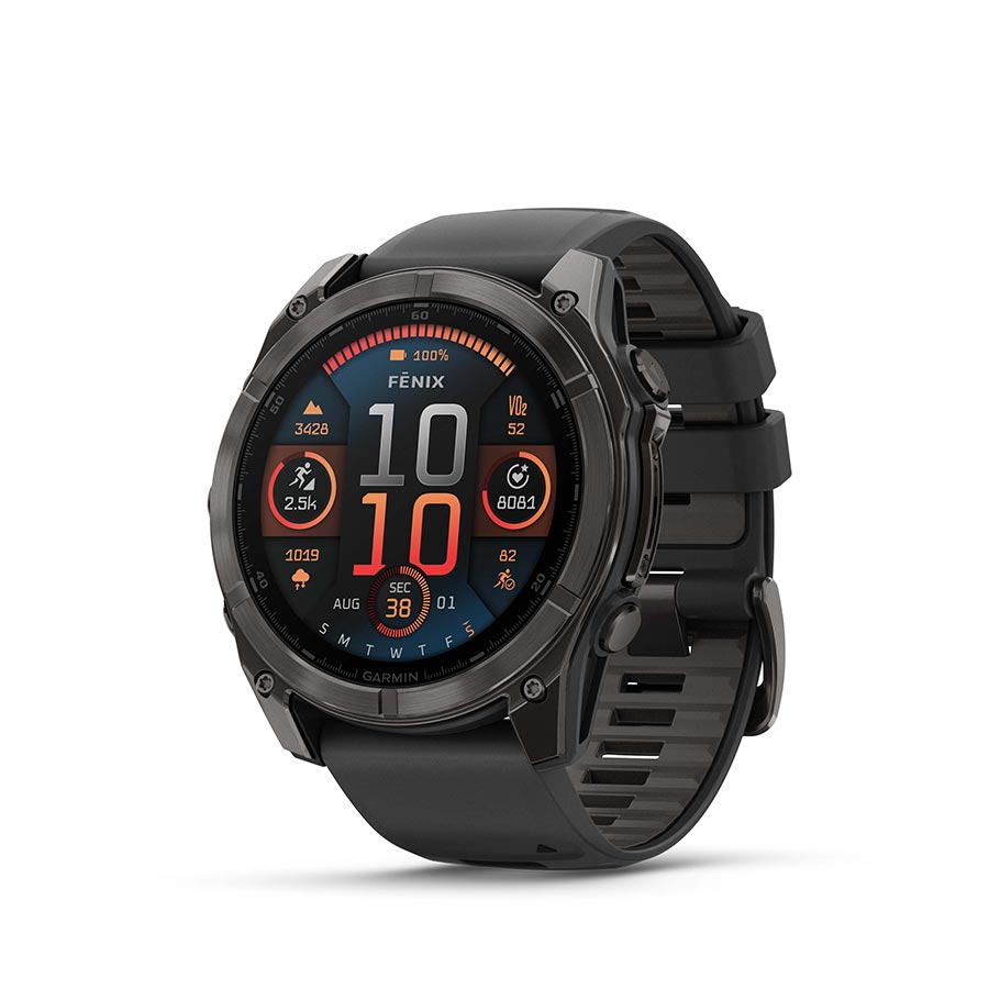 Garmin, fenix 8 AMOLED Sapphire 51mm, Watch, Watch Color: Grey, Wristband: Black/ Pebble Gray - Silicone