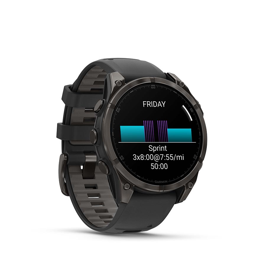 Garmin, fenix 8 AMOLED Sapphire 47mm, Watch, Watch Color: Grey, Wristband: Black/ Pebble Gray - Silicone