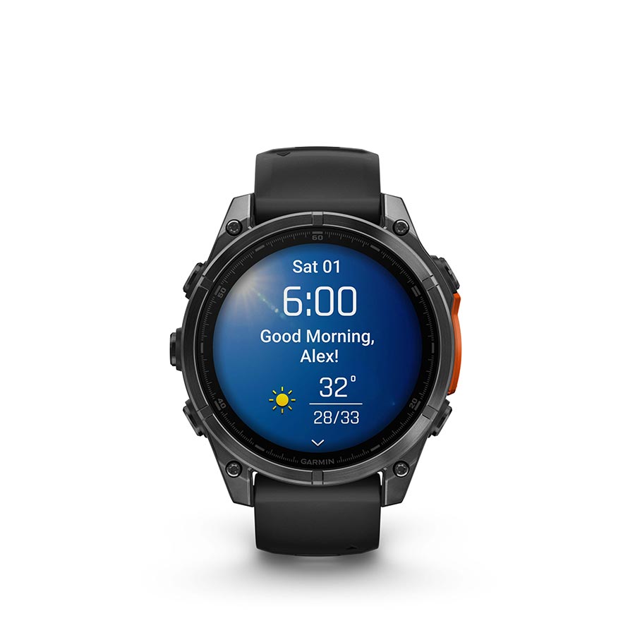 Garmin, fenix 8 AMOLED 47mm, Watch, Watch Color: Slate Grey, Wristband: Black - Silicone